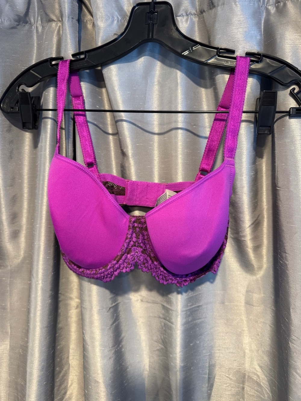 Wacol purple & brown Lace-Trim Bra 34D